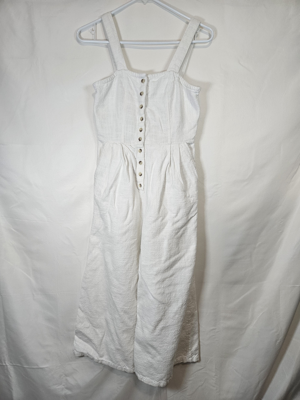 Classic White Button-Front Wide-Leg Jumpsuit